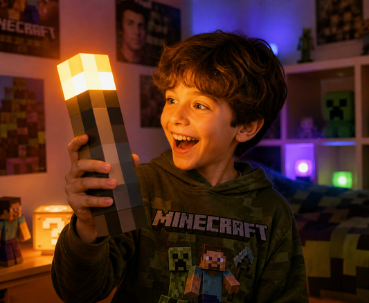 Lámpara Minecraft LED RGB Tipo Antorcha 🔥 Decoración Gamer Recargable