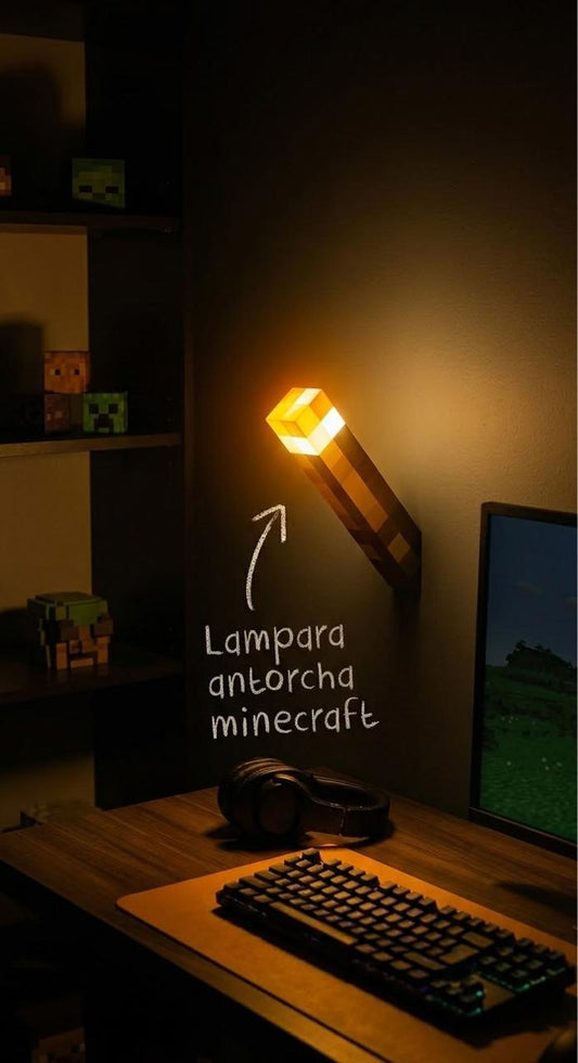 Lámpara Minecraft LED RGB Tipo Antorcha 🔥 Decoración Gamer Recargable
